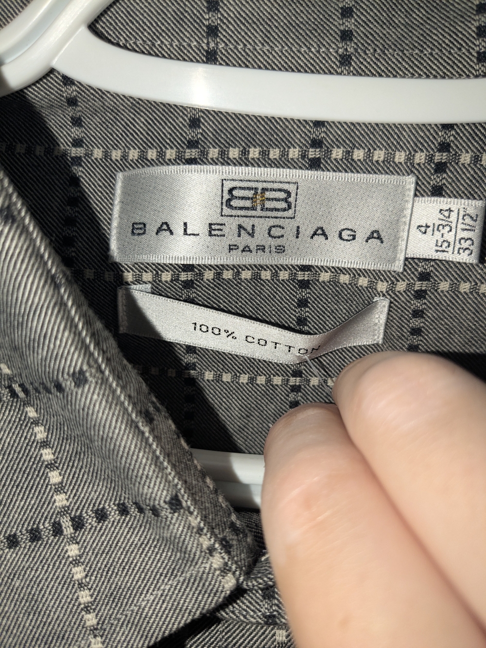 Balenciaga Black and Gray Checked Button-Up Shirt